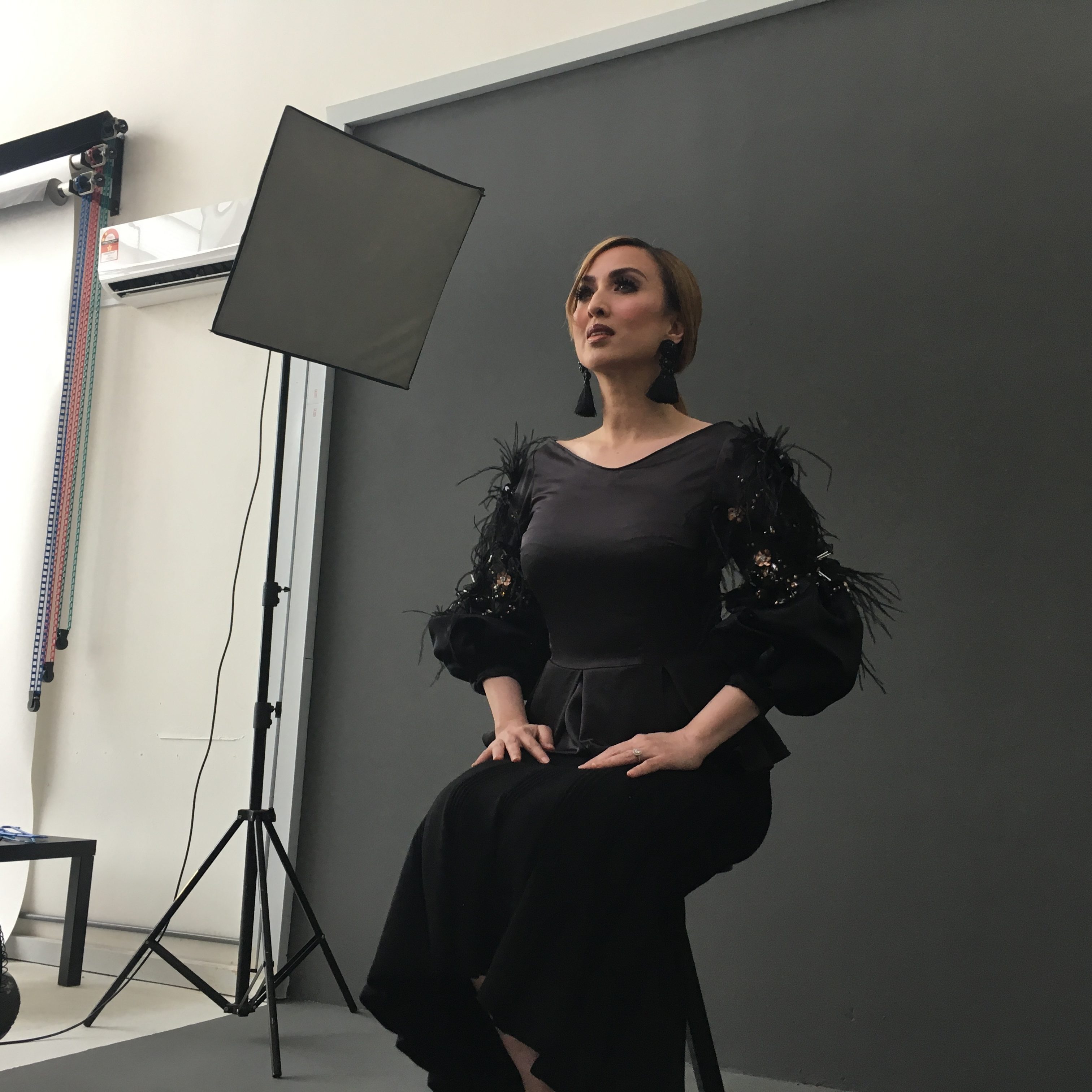 Actress, Mrs. Maria Farida in our Poppy Chic Top for a photoshoot.